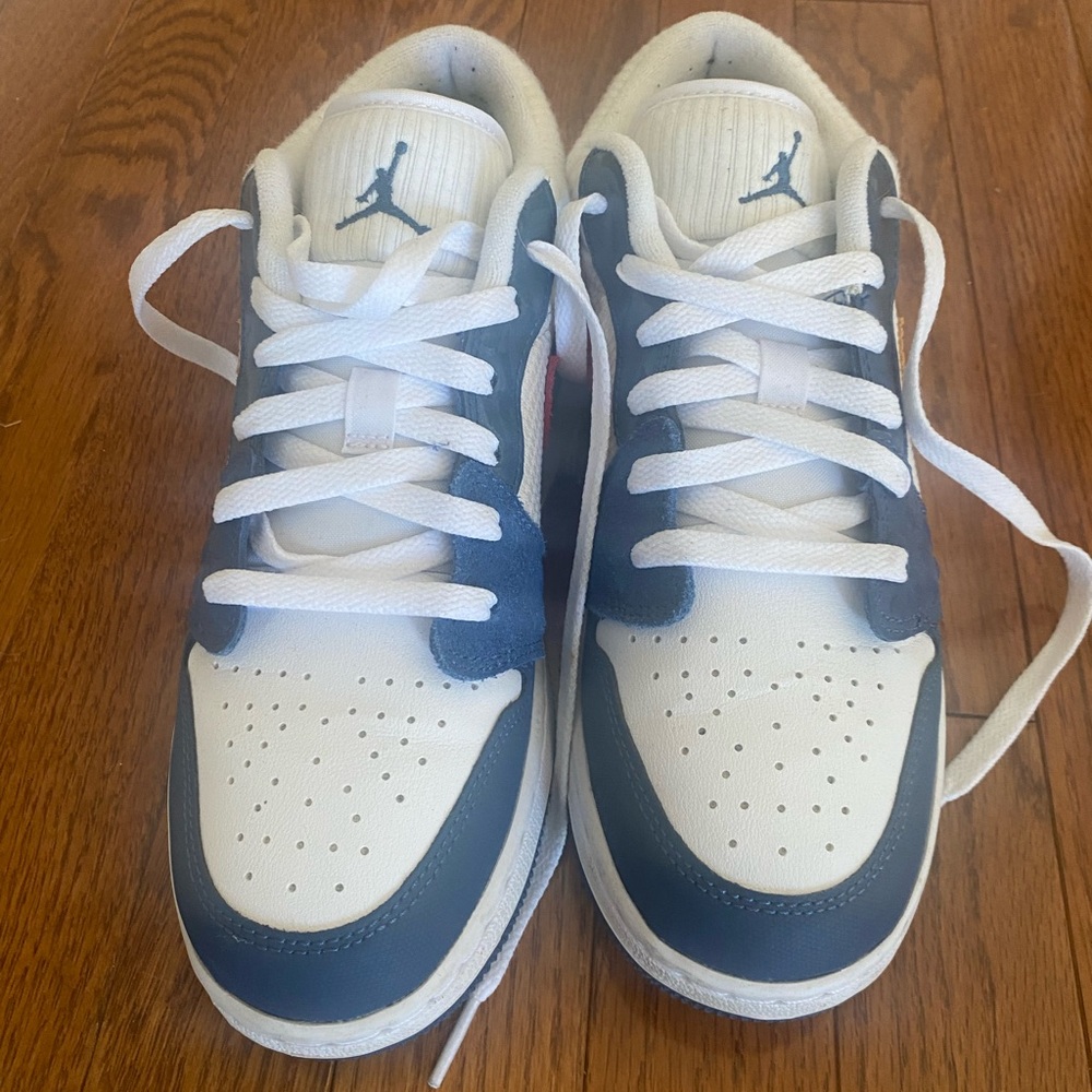 Kids' Jordan White and Blue Sneakers